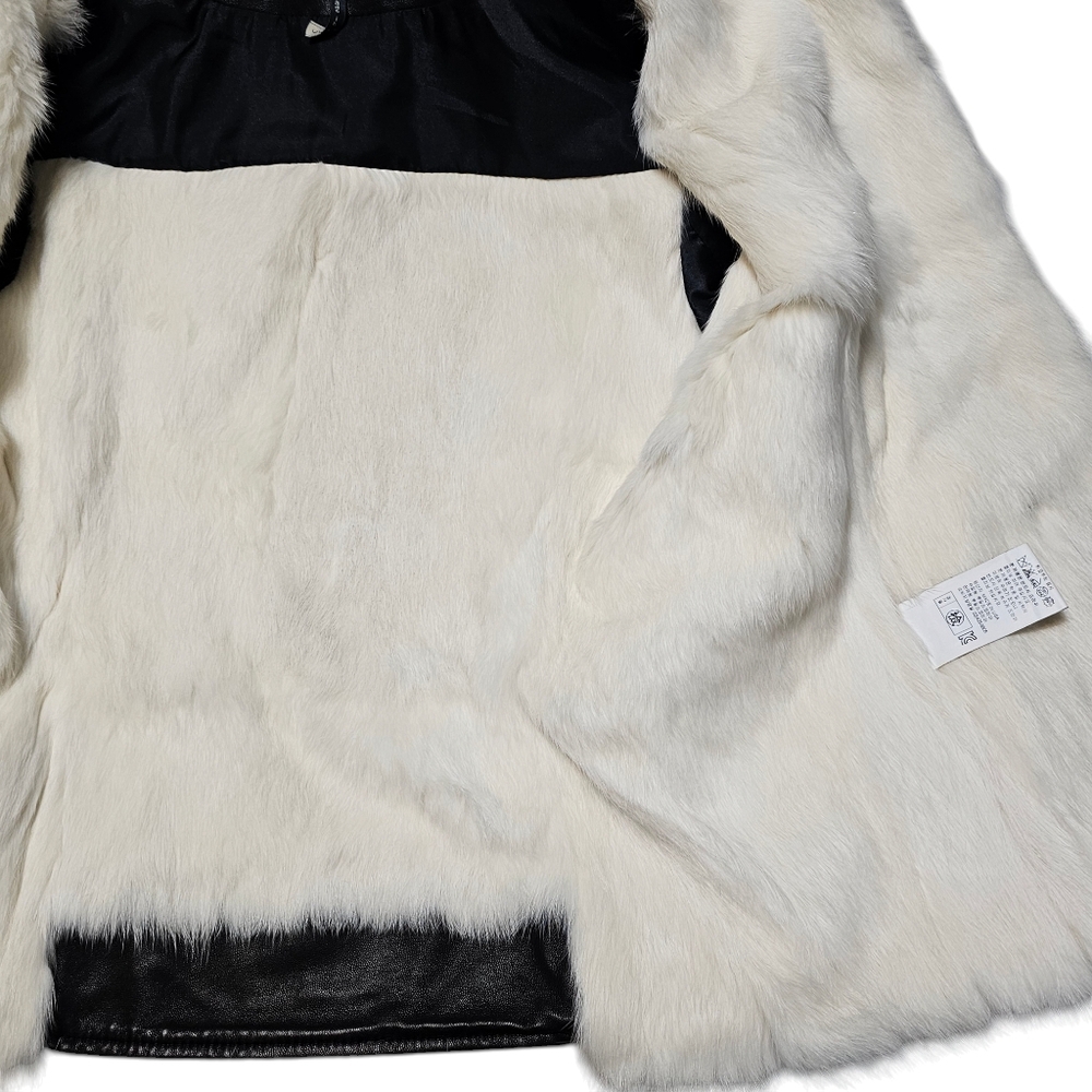 Cabe NY Black Leather Napoleon Jacket Real Rabbit Fur Trim Military Hussar Sz 4 - Picture 9 of 16